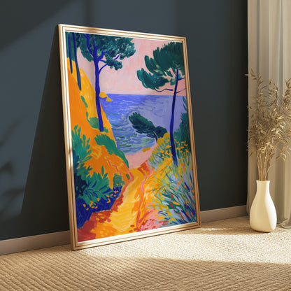 Premium Poster of Colorful Coastal Pathway Landscape Art Posters