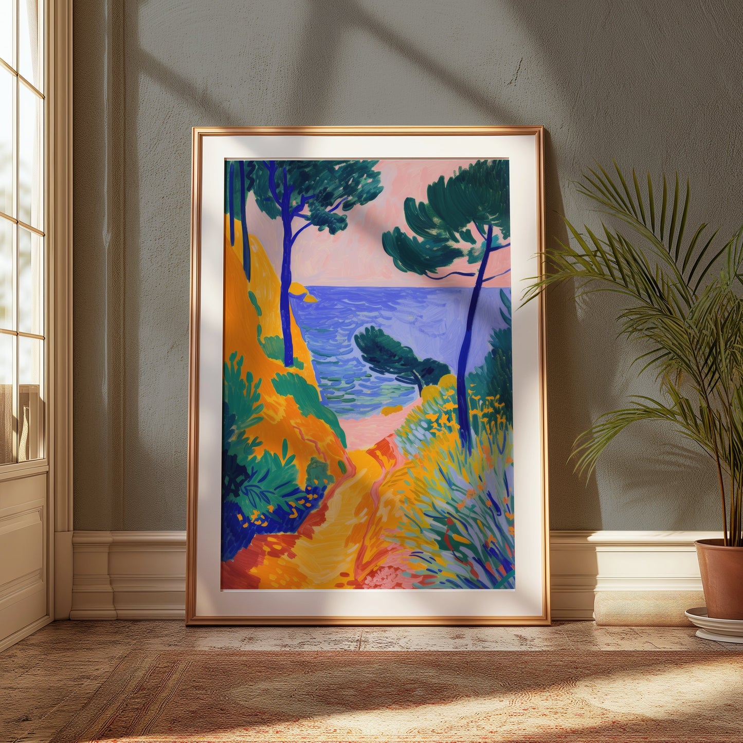 Premium Poster of Colorful Coastal Pathway Landscape Art Posters