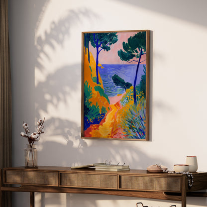 Premium Poster of Colorful Coastal Pathway Landscape Art Posters