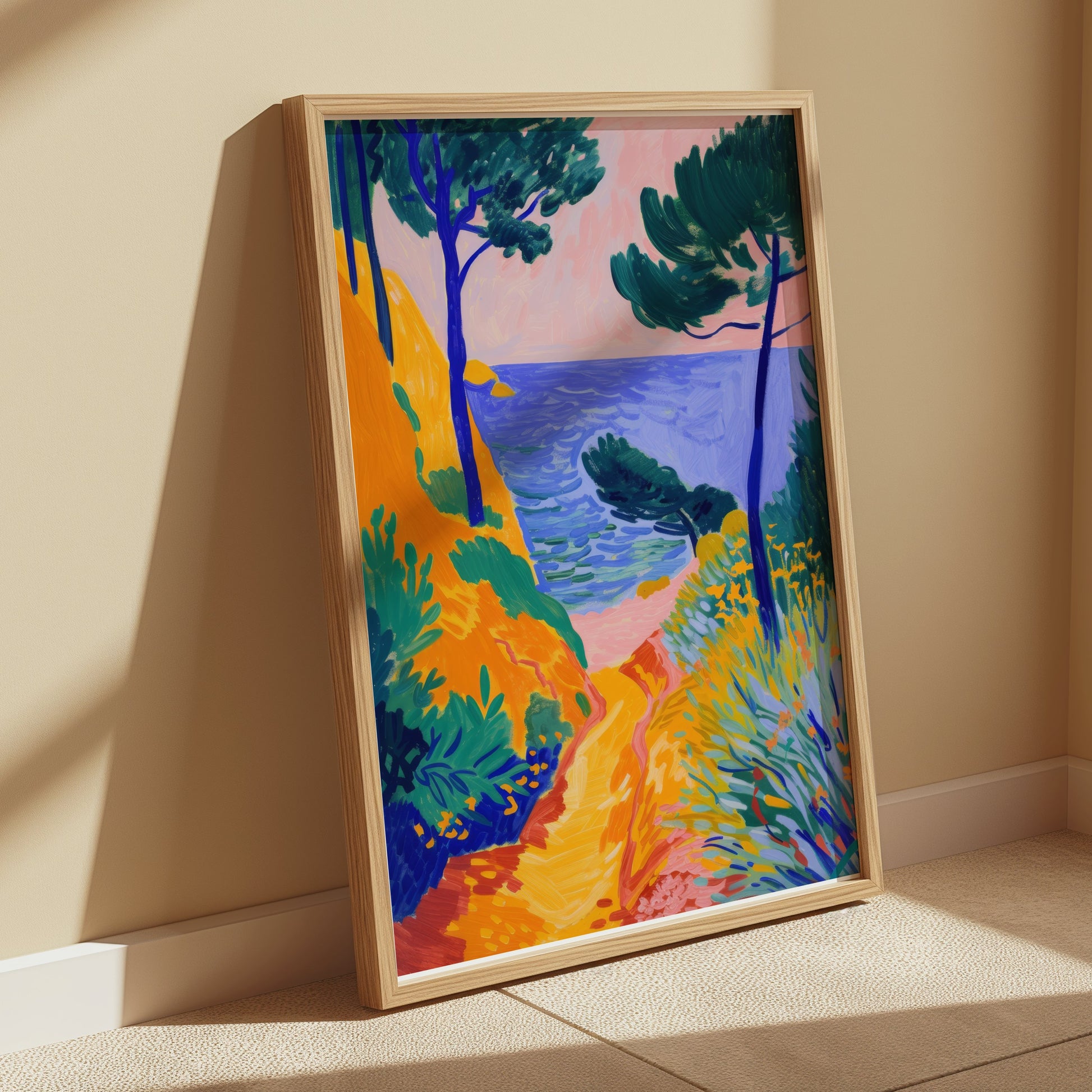 Premium Poster of Colorful Coastal Pathway Landscape Art Posters