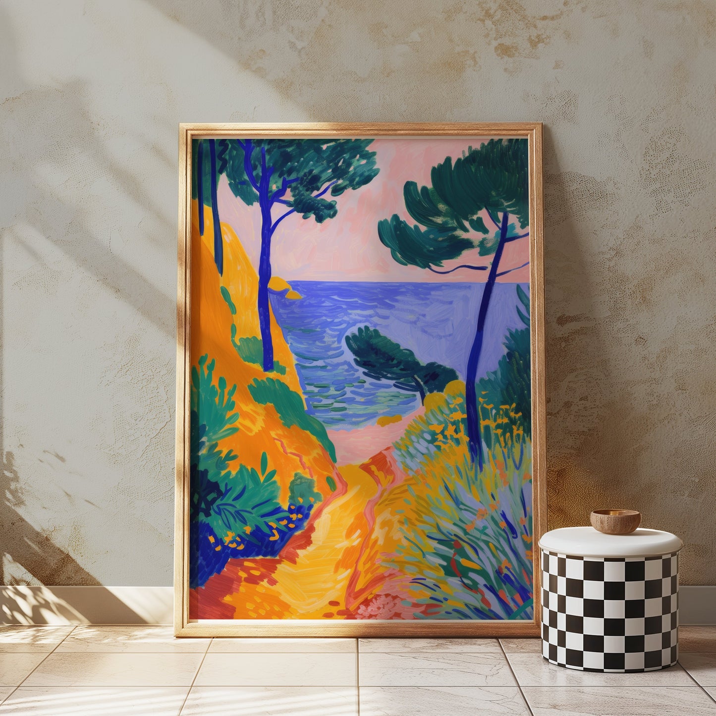 Premium Poster of Colorful Coastal Pathway Landscape Art Posters