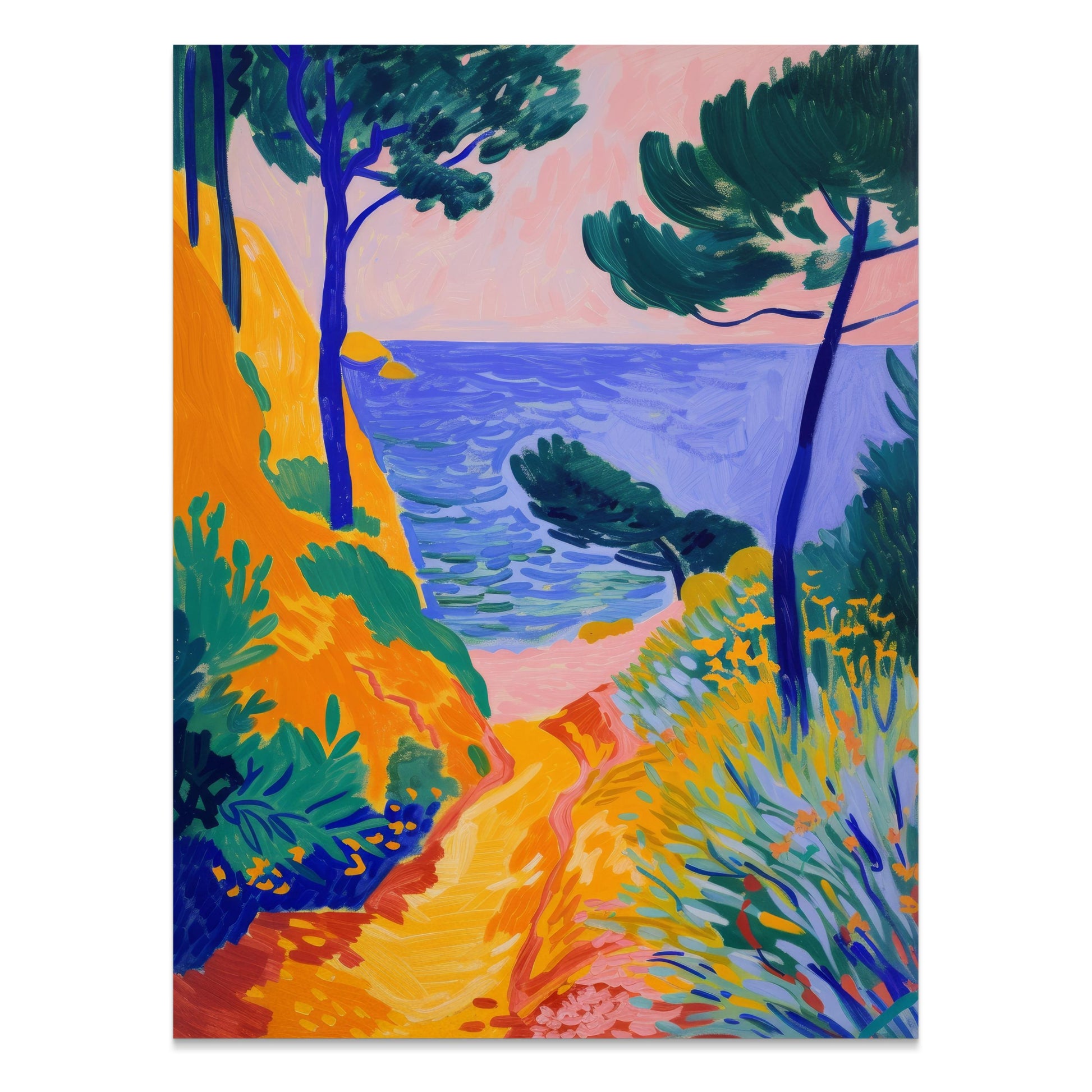 Premium Poster of Colorful Coastal Pathway Landscape Art Posters