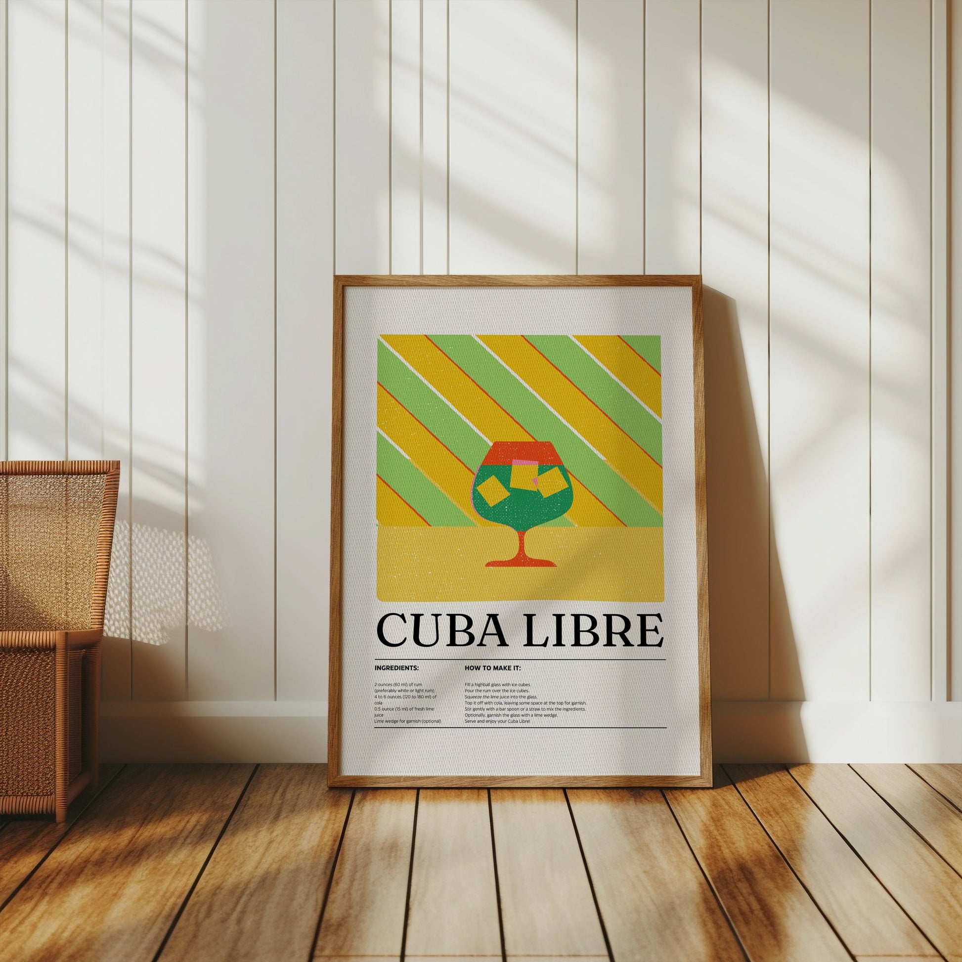 Premium Poster of Colorful Cuba Libre Recipe Cocktail Art Posters