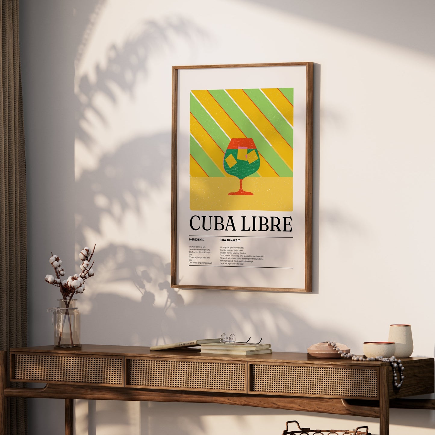 Premium Poster of Colorful Cuba Libre Recipe Cocktail Art Posters