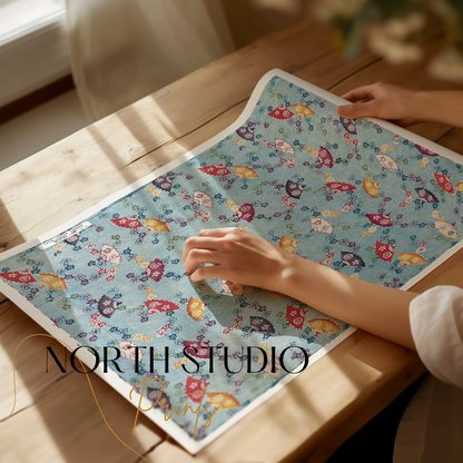 Premium Poster of Colorful Fish Pattern Print Japanese Posters
