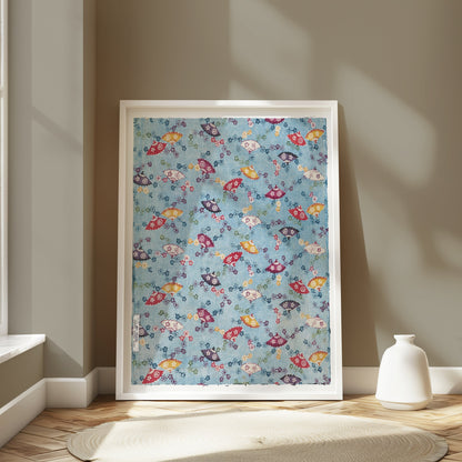 Premium Poster of Colorful Fish Pattern Print Japanese Posters