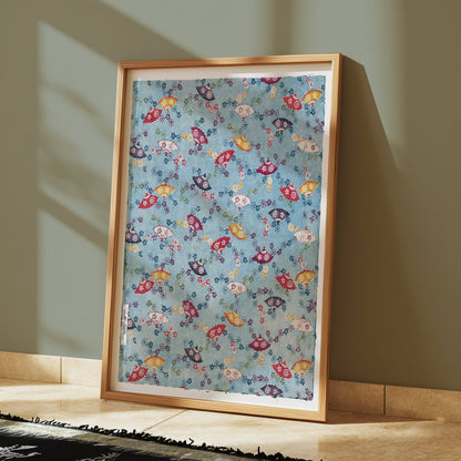 Premium Poster of Colorful Fish Pattern Print Japanese Posters
