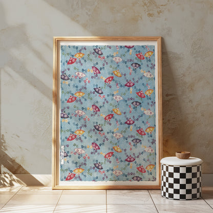 Premium Poster of Colorful Fish Pattern Print Japanese Posters