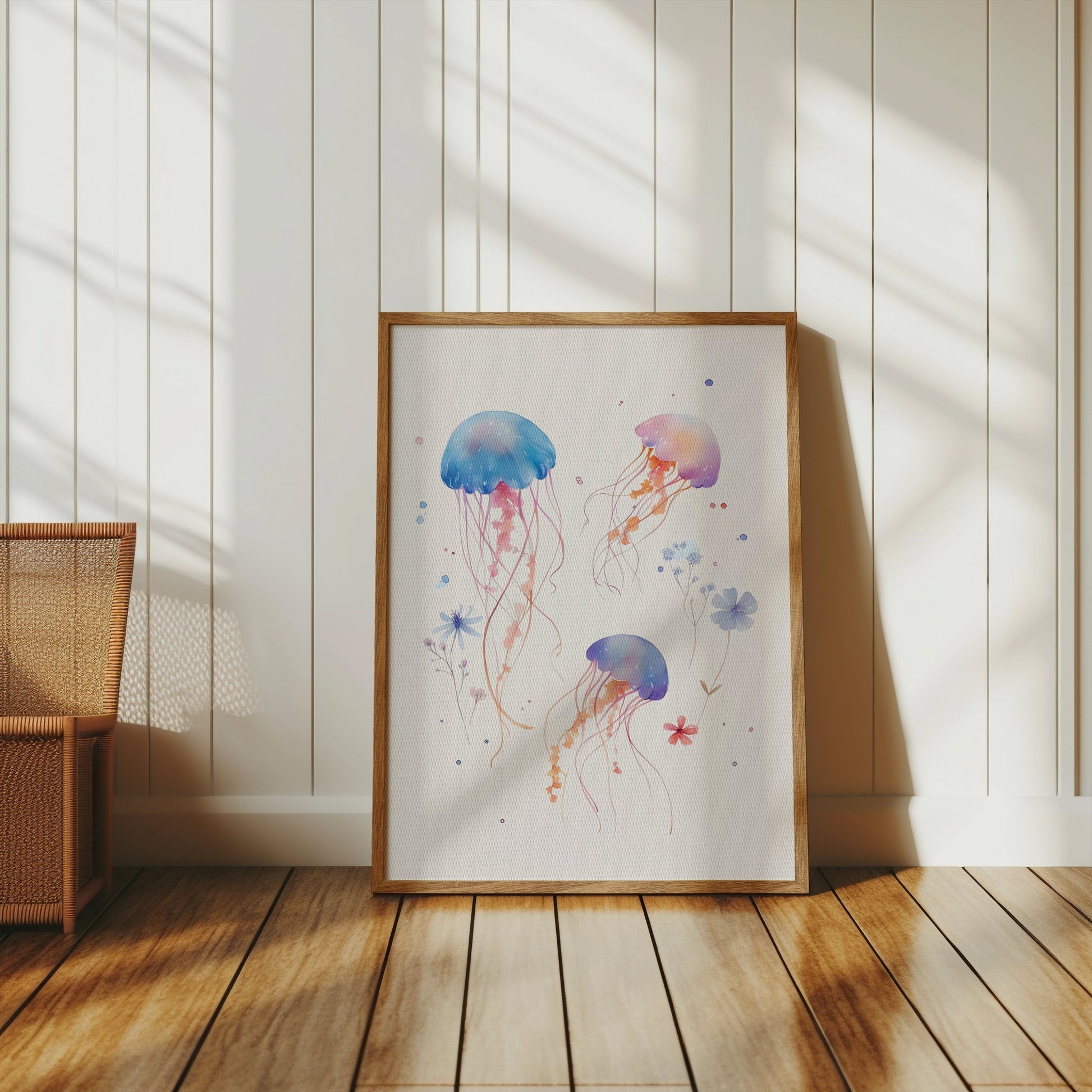 Premium Poster of Colorful Floating Jellyfish Art Illustration Posters