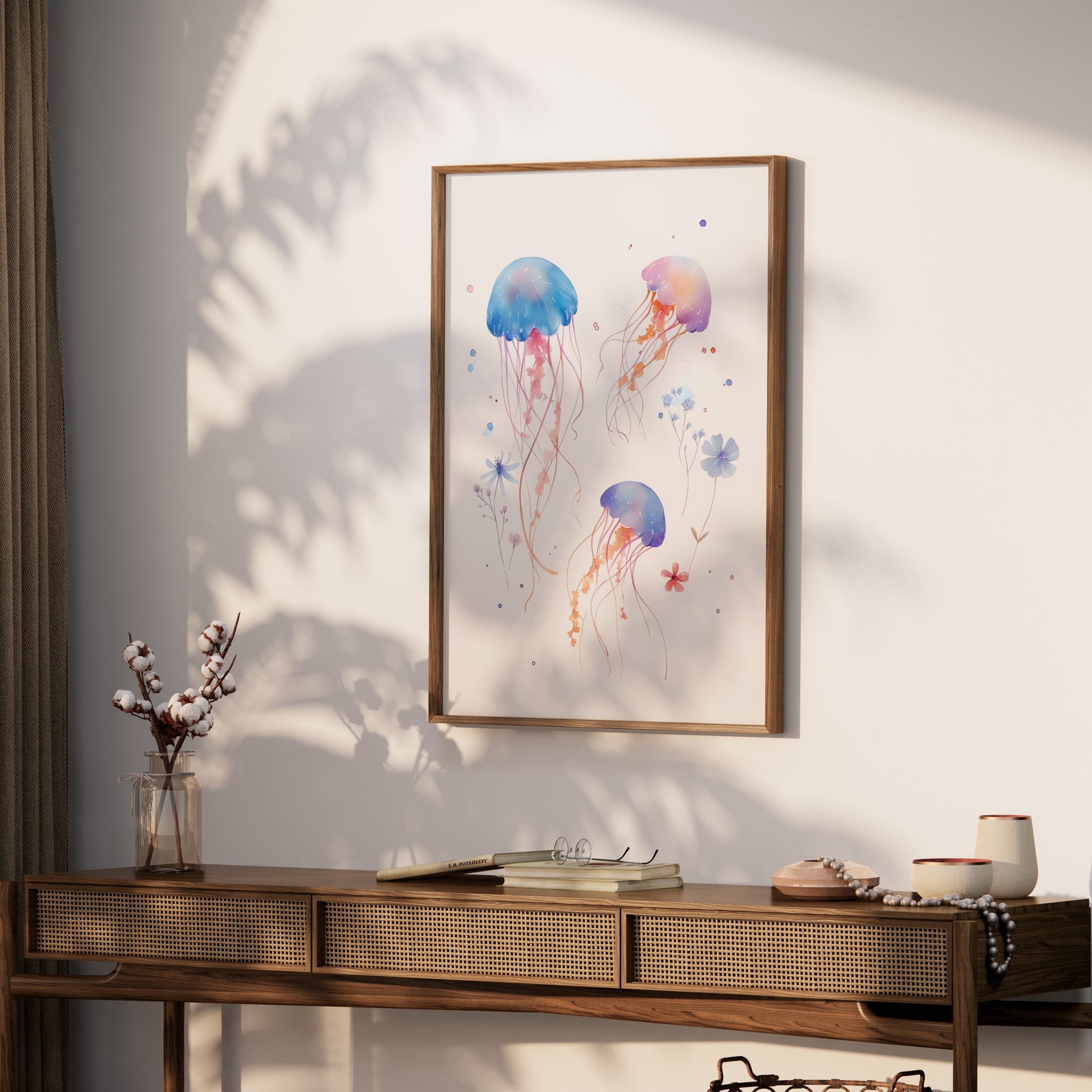 Premium Poster of Colorful Floating Jellyfish Art Illustration Posters