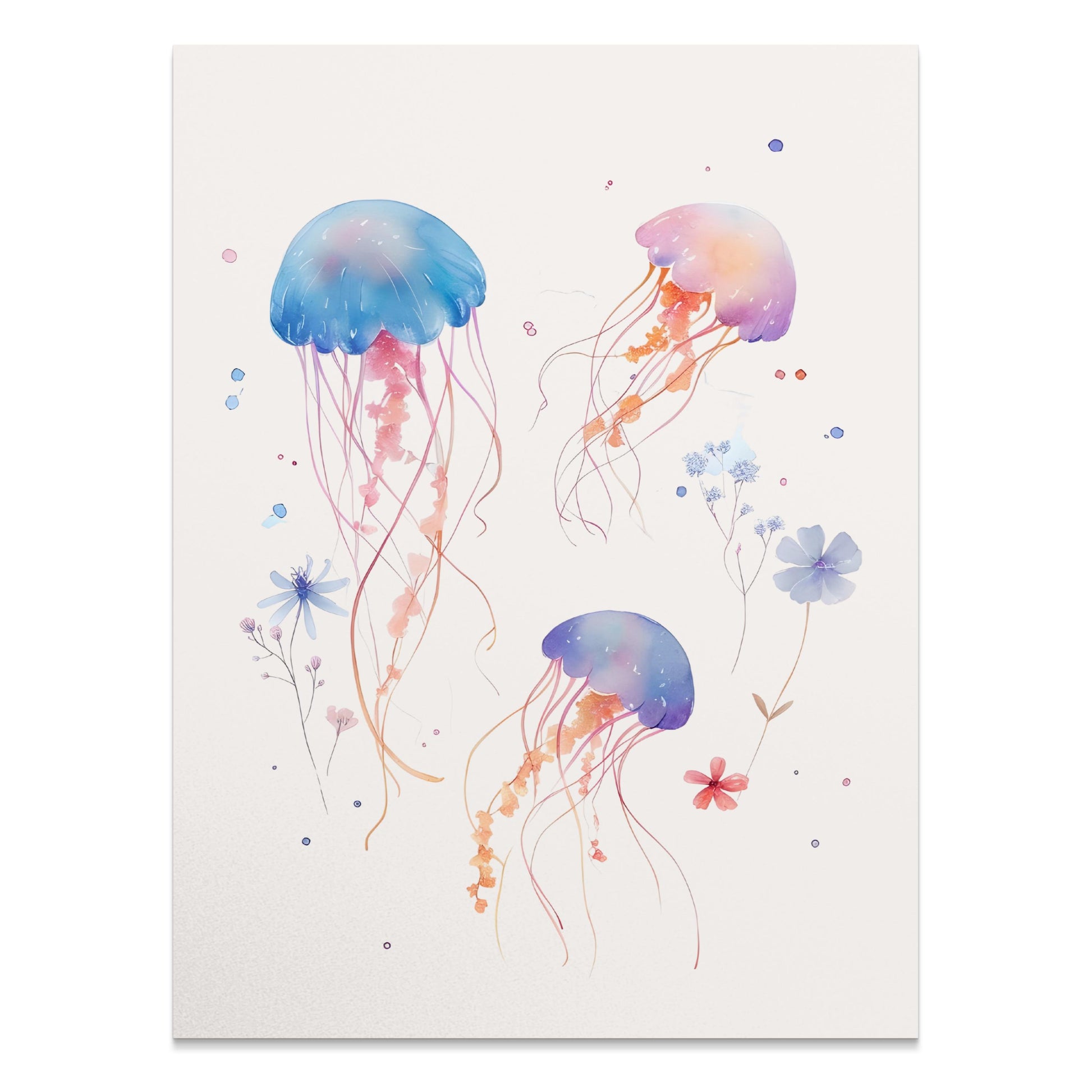 Premium Poster of Colorful Floating Jellyfish Art Illustration Posters