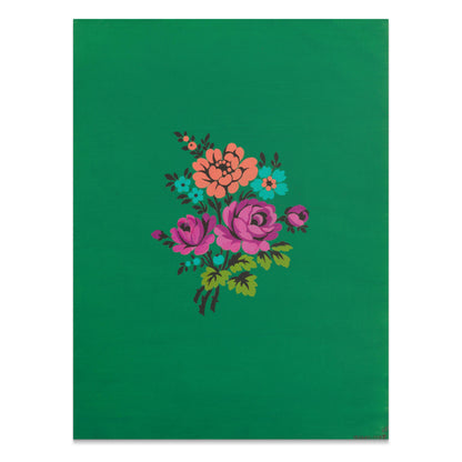 Premium Poster of Colorful Floral Bouquet on Green Background Posters