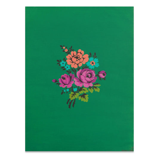 Premium Poster of Colorful Floral Bouquet on Green Background Posters