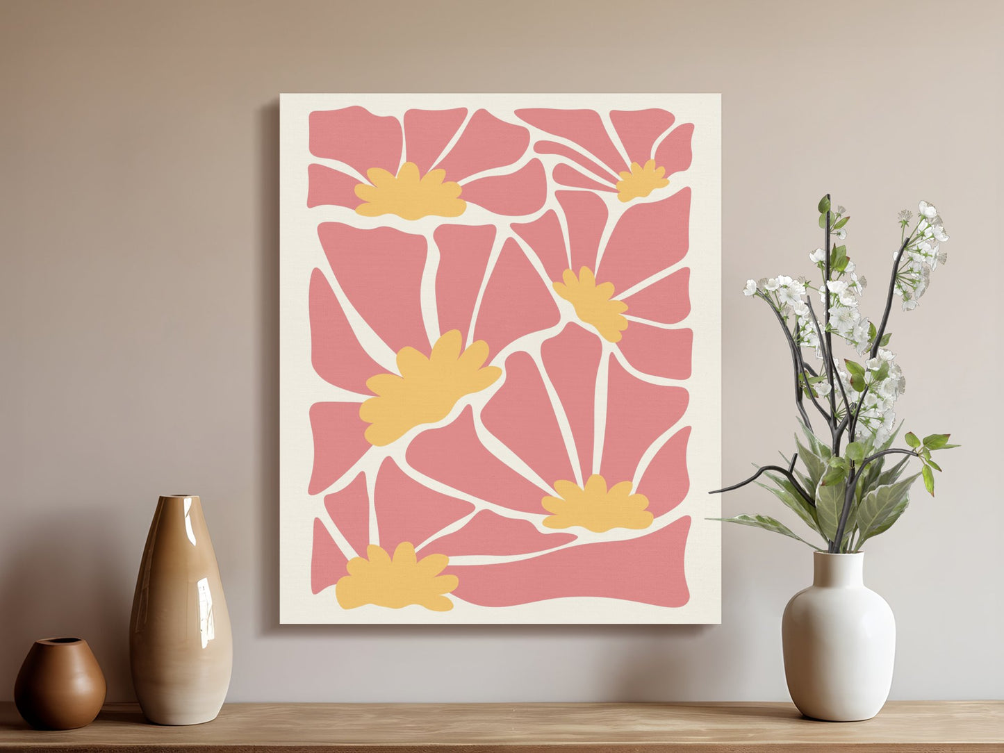 Premium Poster of Colorful Floral Designs Yellow Flowers Canvas Wraps