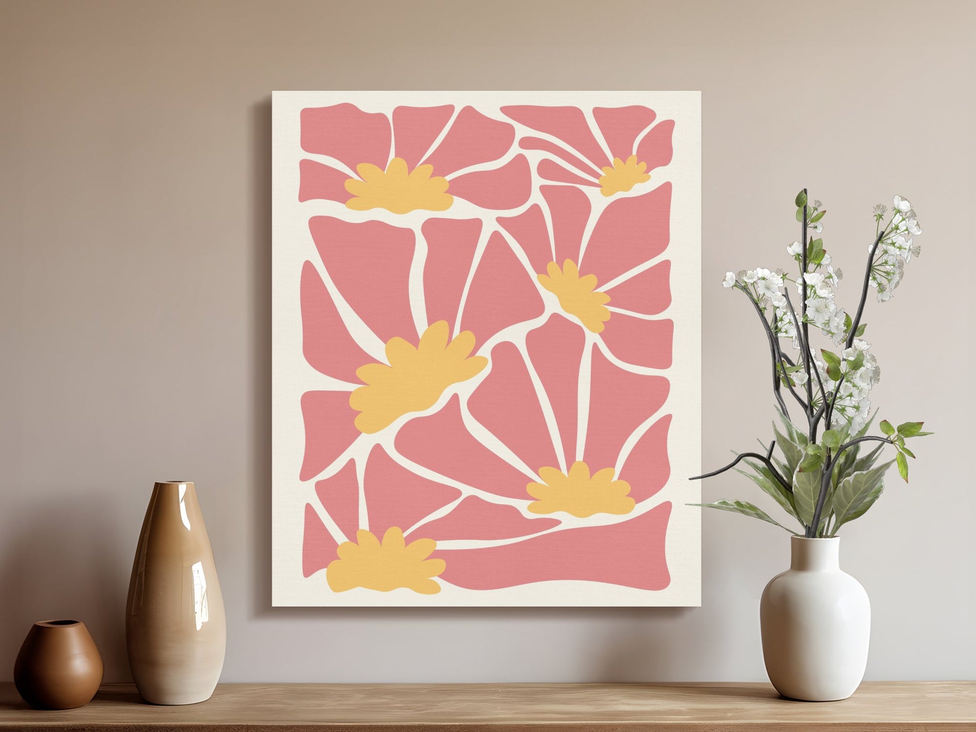 Premium Poster of Colorful Floral Designs Yellow Flowers Canvas Wraps