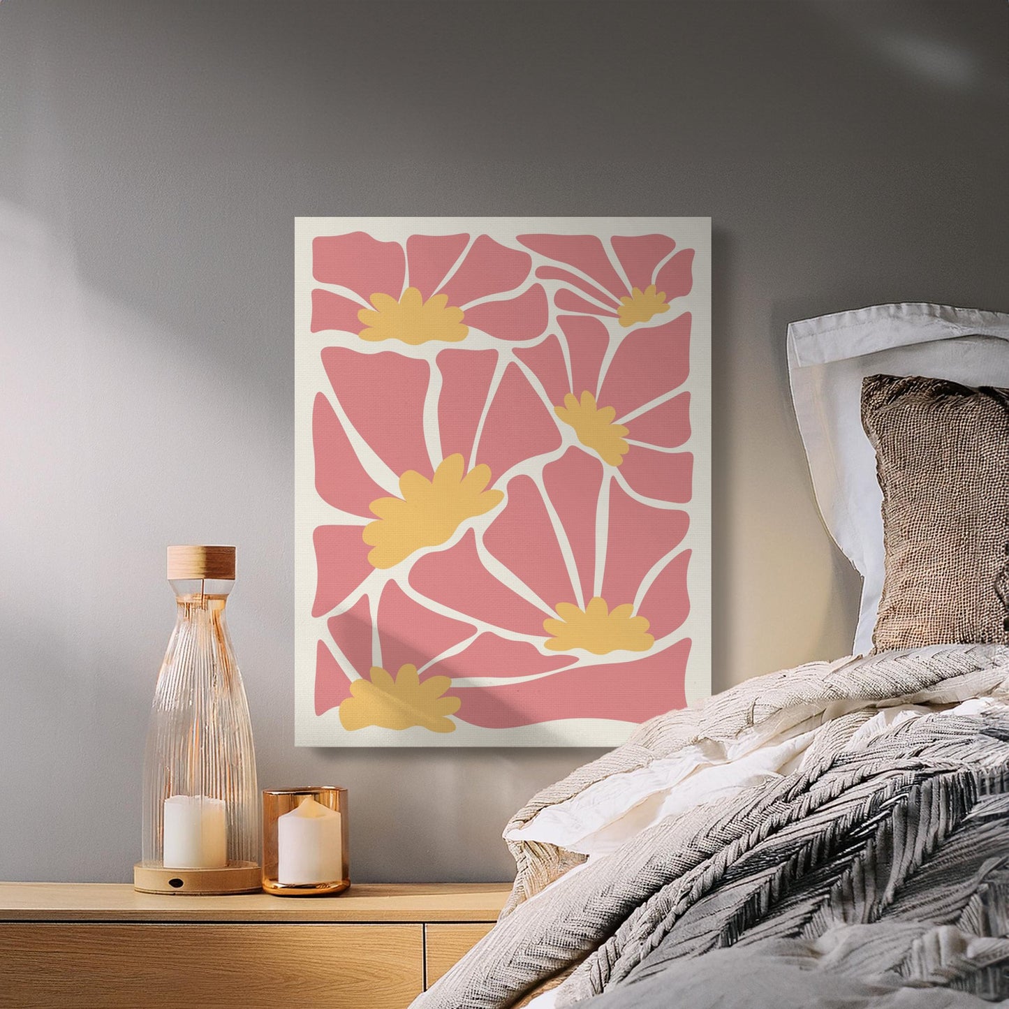 Premium Poster of Colorful Floral Designs Yellow Flowers Canvas Wraps
