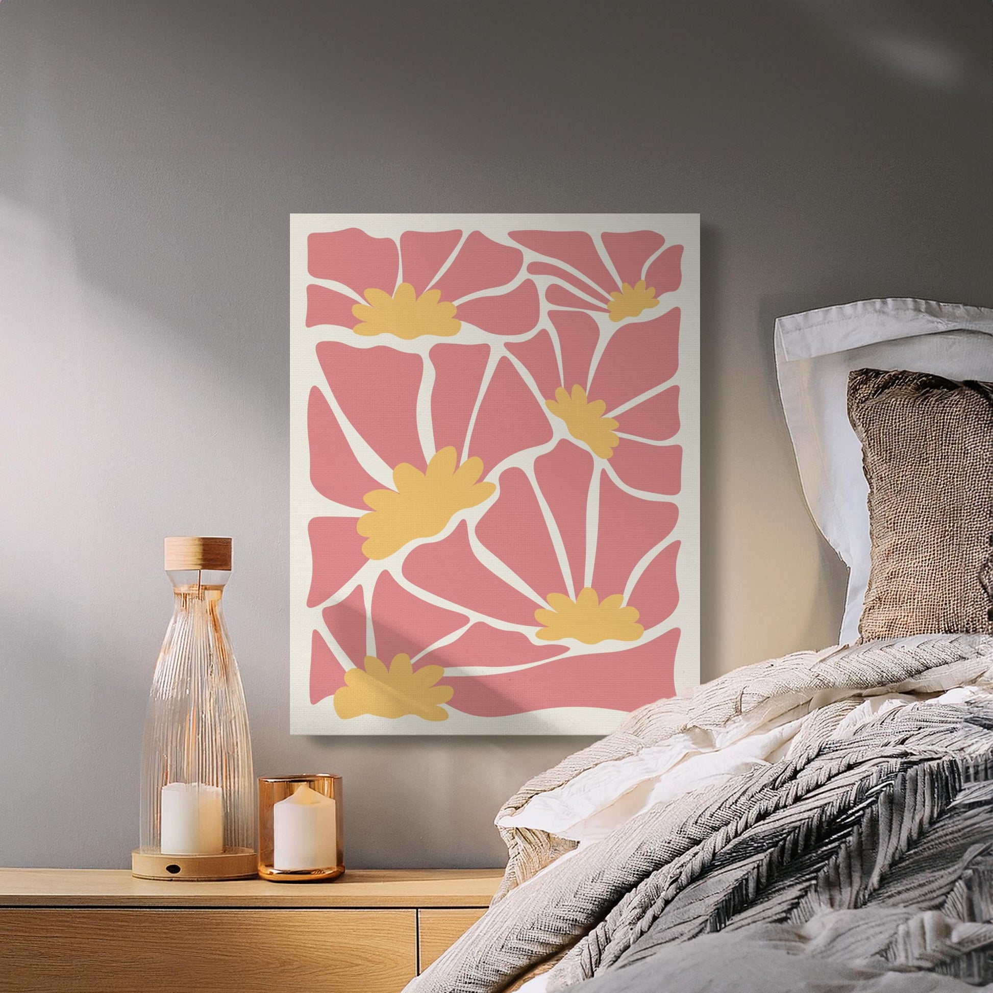 Premium Poster of Colorful Floral Designs Yellow Flowers Canvas Wraps