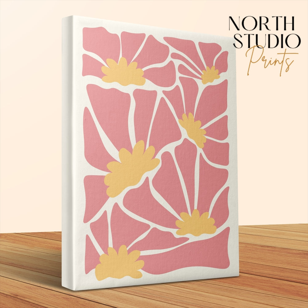 Premium Poster of Colorful Floral Designs Yellow Flowers Canvas Wraps