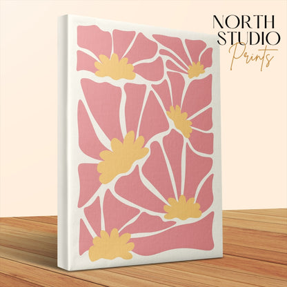 Premium Poster of Colorful Floral Designs Yellow Flowers Canvas Wraps