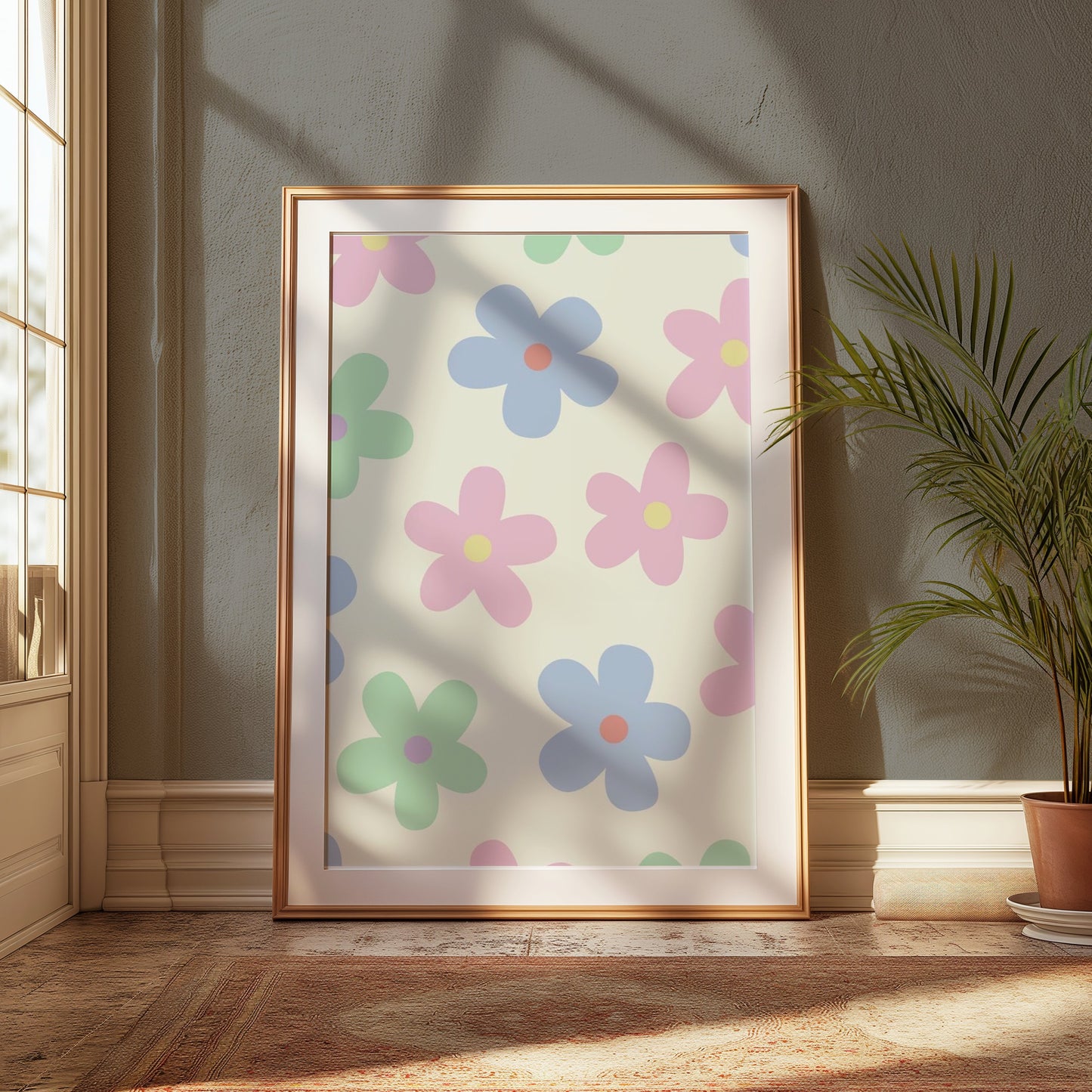Premium Poster of Colorful Flower Pattern Decorative Art Print Posters