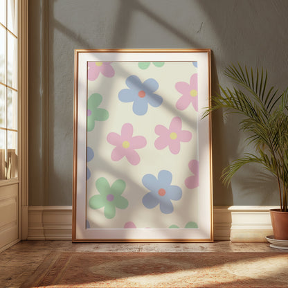 Premium Poster of Colorful Flower Pattern Decorative Art Print Posters