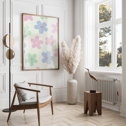 Premium Poster of Colorful Flower Pattern Decorative Art Print Posters