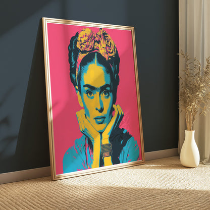 Premium Poster of Colorful Frida Kahlo Artistic Portrait Posters