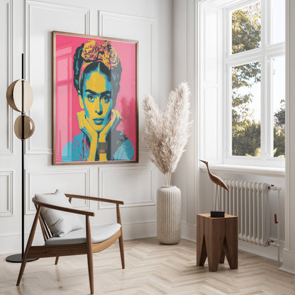 Premium Poster of Colorful Frida Kahlo Artistic Portrait Posters