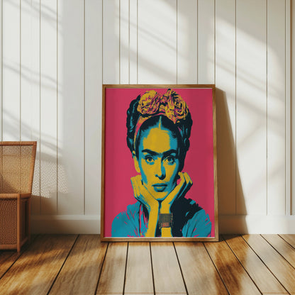 Premium Poster of Colorful Frida Kahlo Artistic Portrait Posters