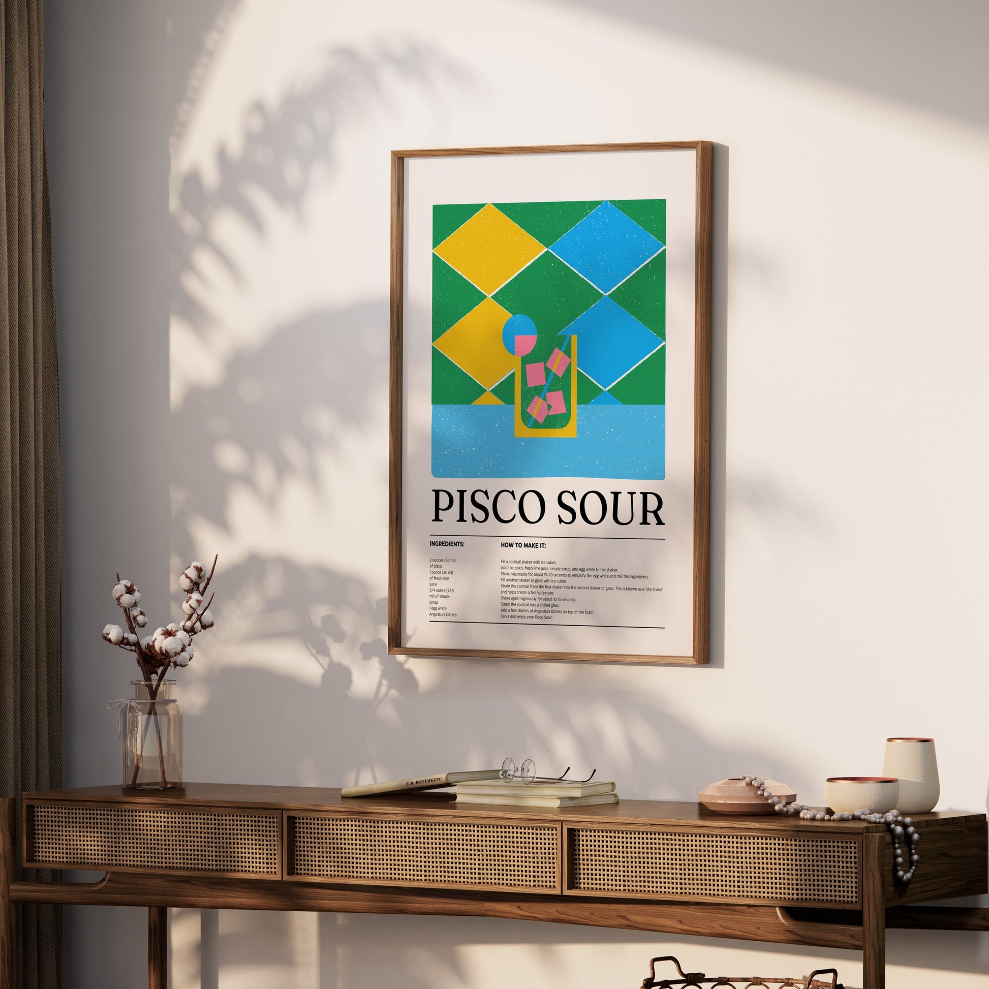 Premium Poster of Colorful Geometric Pisco Sour Recipe Art Posters
