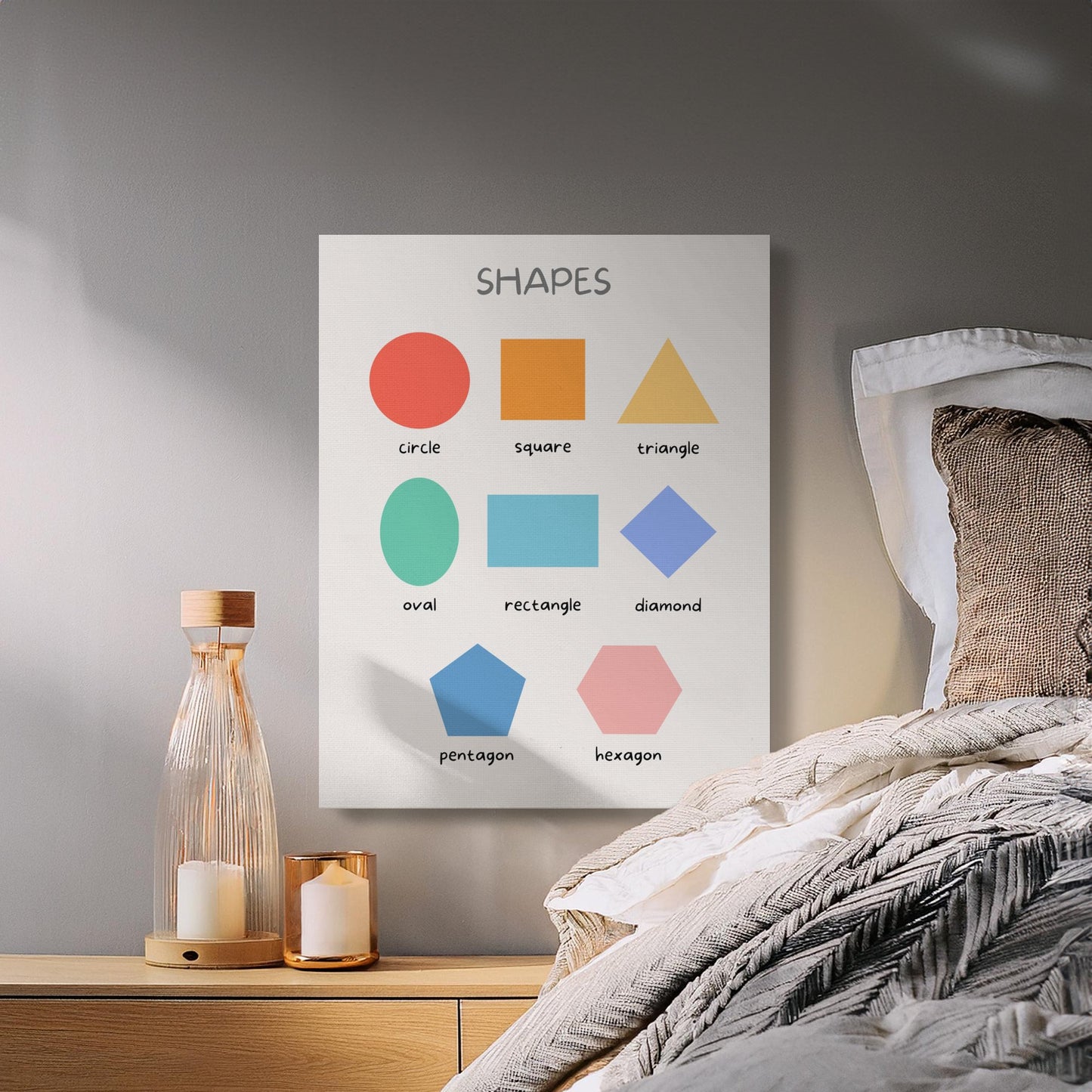 Premium Poster of Colorful Geometric Shapes Nursery Wall Art Canvas Wraps