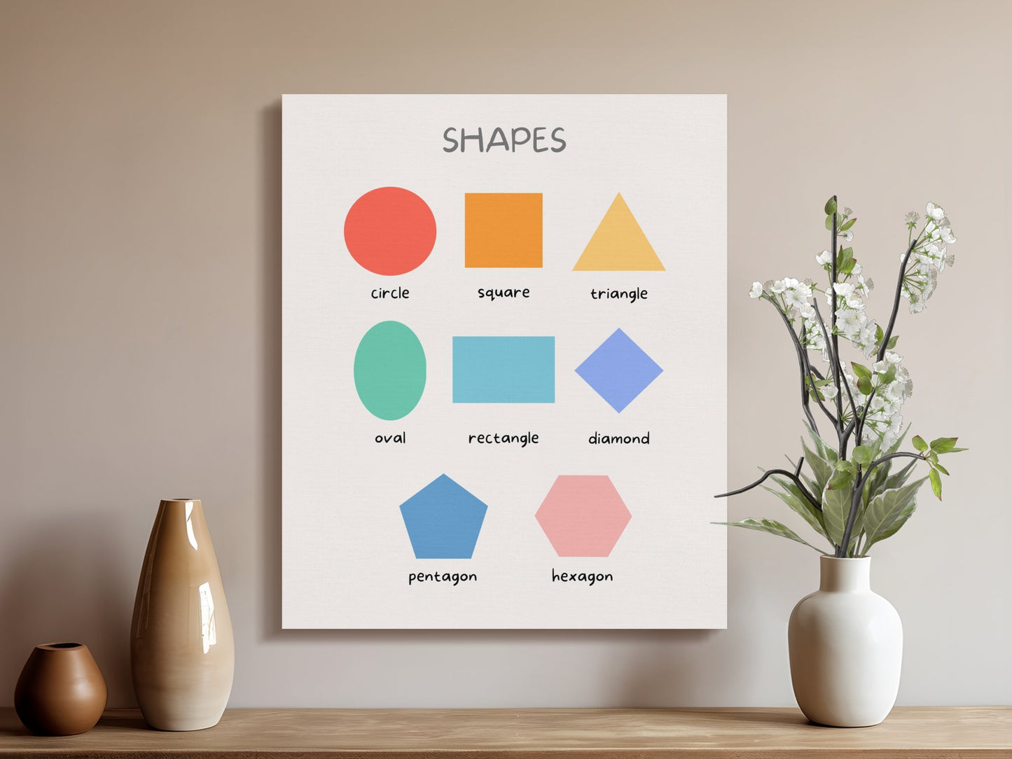 Premium Poster of Colorful Geometric Shapes Nursery Wall Art Canvas Wraps