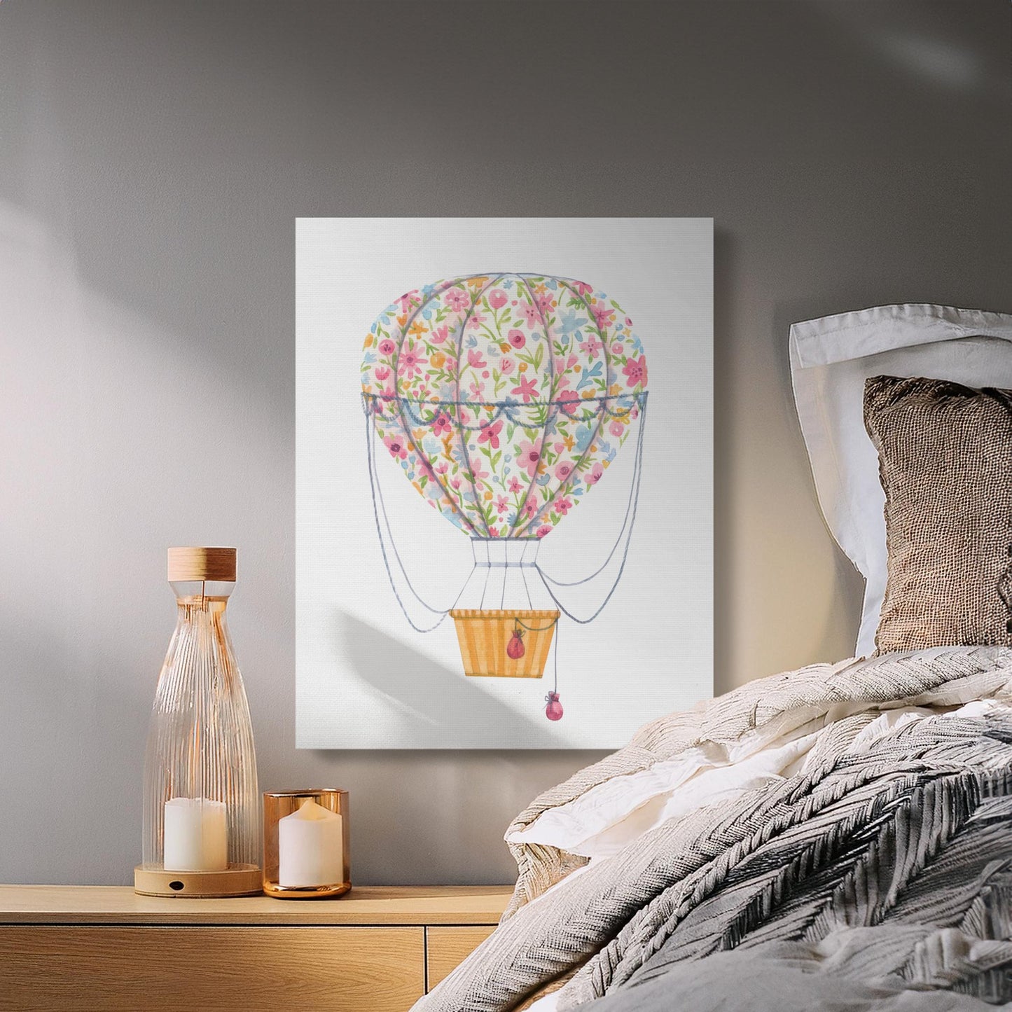 Premium Poster of Colorful Hot Air Balloon Nursery Wall Art Canvas Wraps