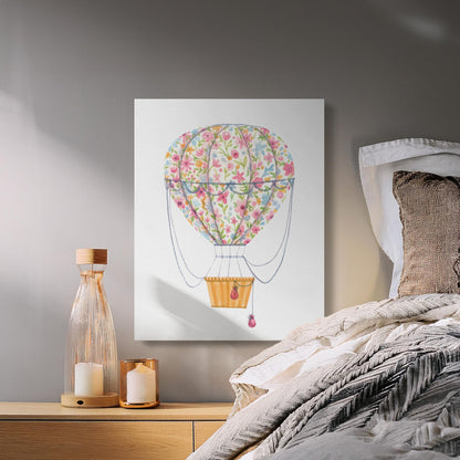 Premium Poster of Colorful Hot Air Balloon Nursery Wall Art Canvas Wraps