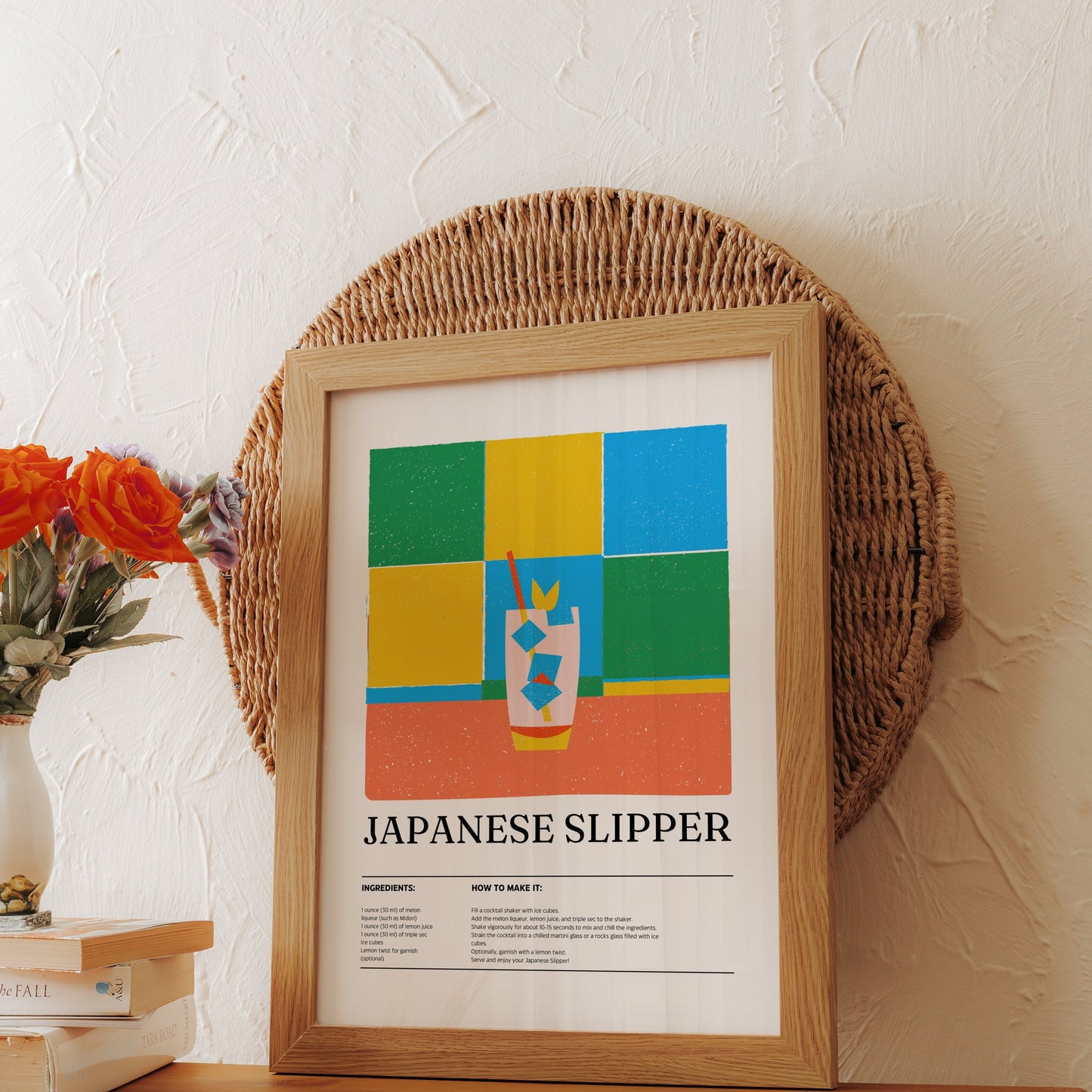 Premium Poster of Colorful Japanese Slipper Cocktail Recipe Art Posters