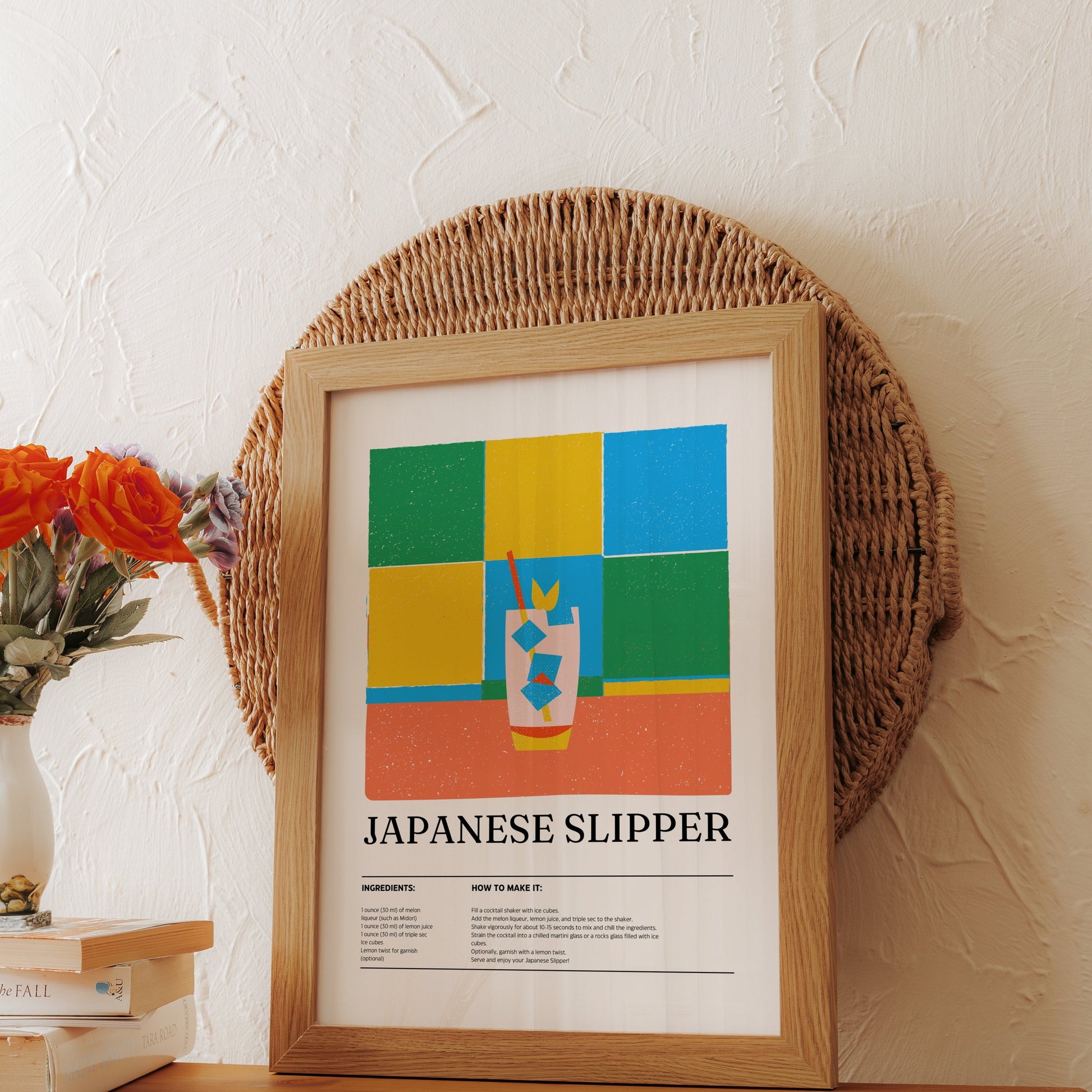 Premium Poster of Colorful Japanese Slipper Cocktail Recipe Art Posters