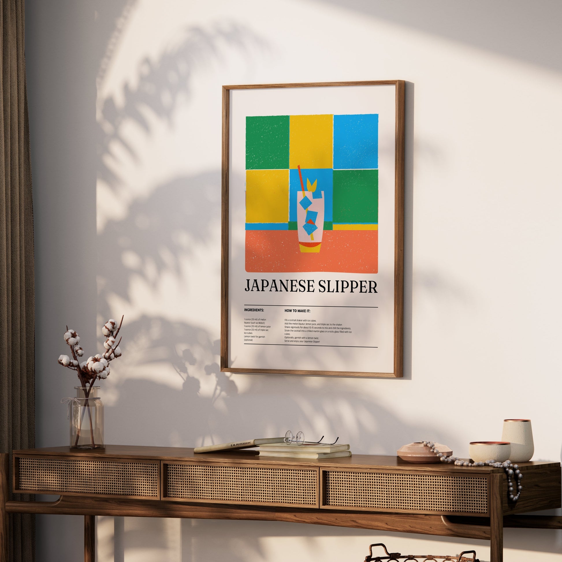Premium Poster of Colorful Japanese Slipper Cocktail Recipe Art Posters