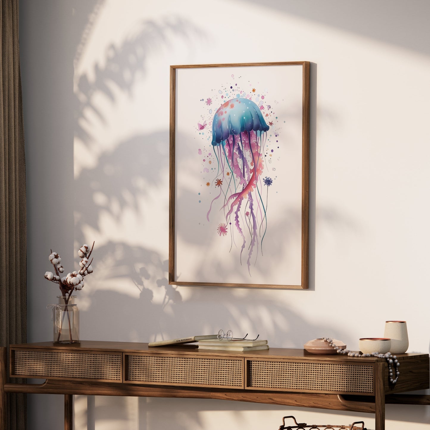 Premium Poster of Colorful Jellyfish Art with Splash Effects Posters