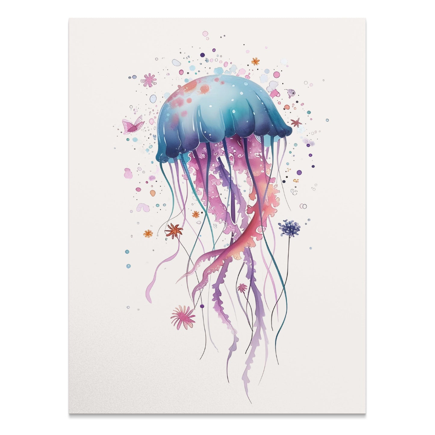 Premium Poster of Colorful Jellyfish Art with Splash Effects Posters