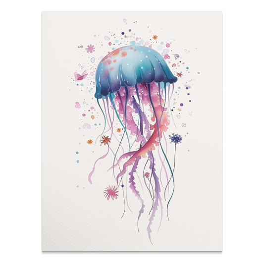 Premium Poster of Colorful Jellyfish Art with Splash Effects Posters