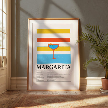 Premium Poster of Colorful Margarita Cocktail Recipe Art Posters