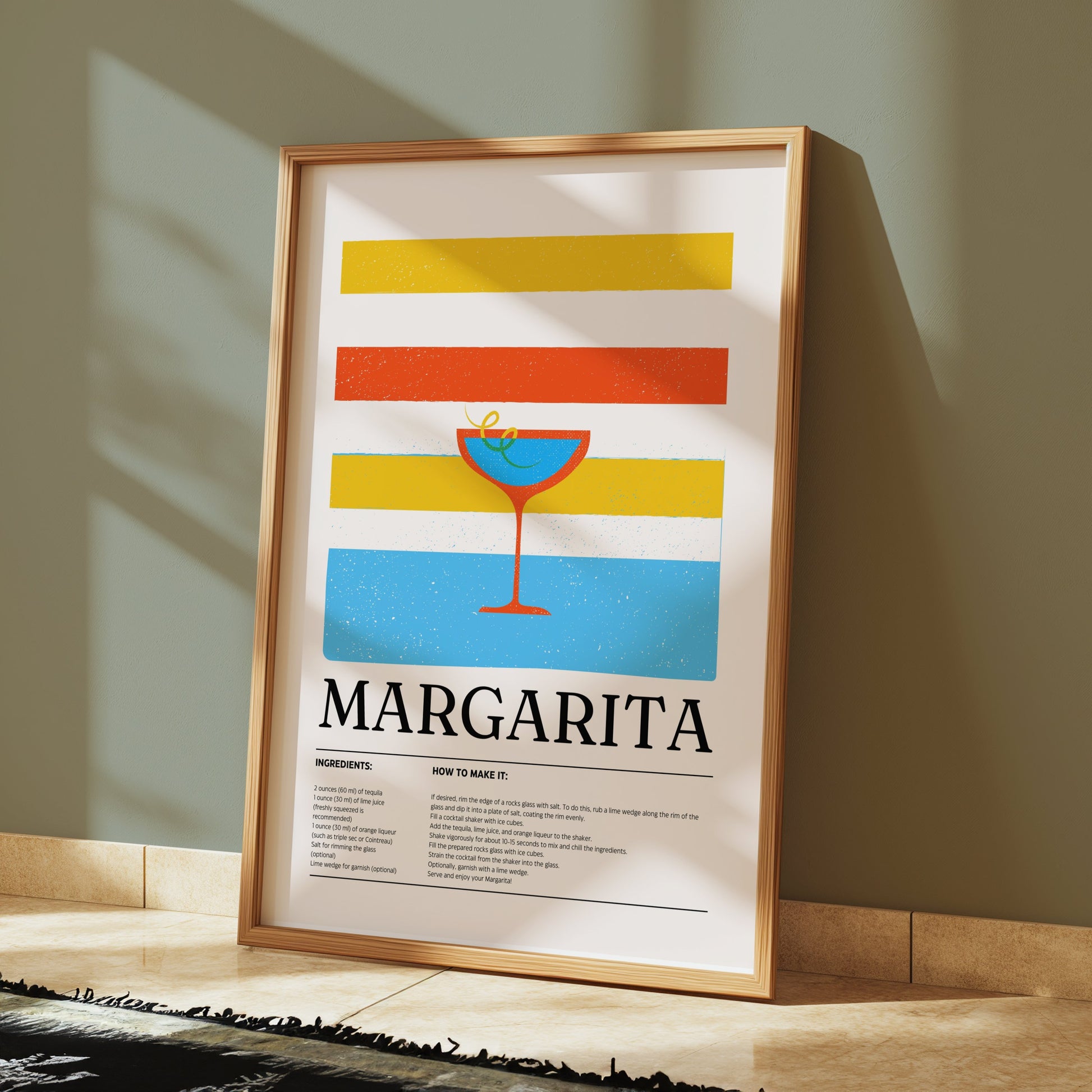 Premium Poster of Colorful Margarita Cocktail Recipe Art Posters