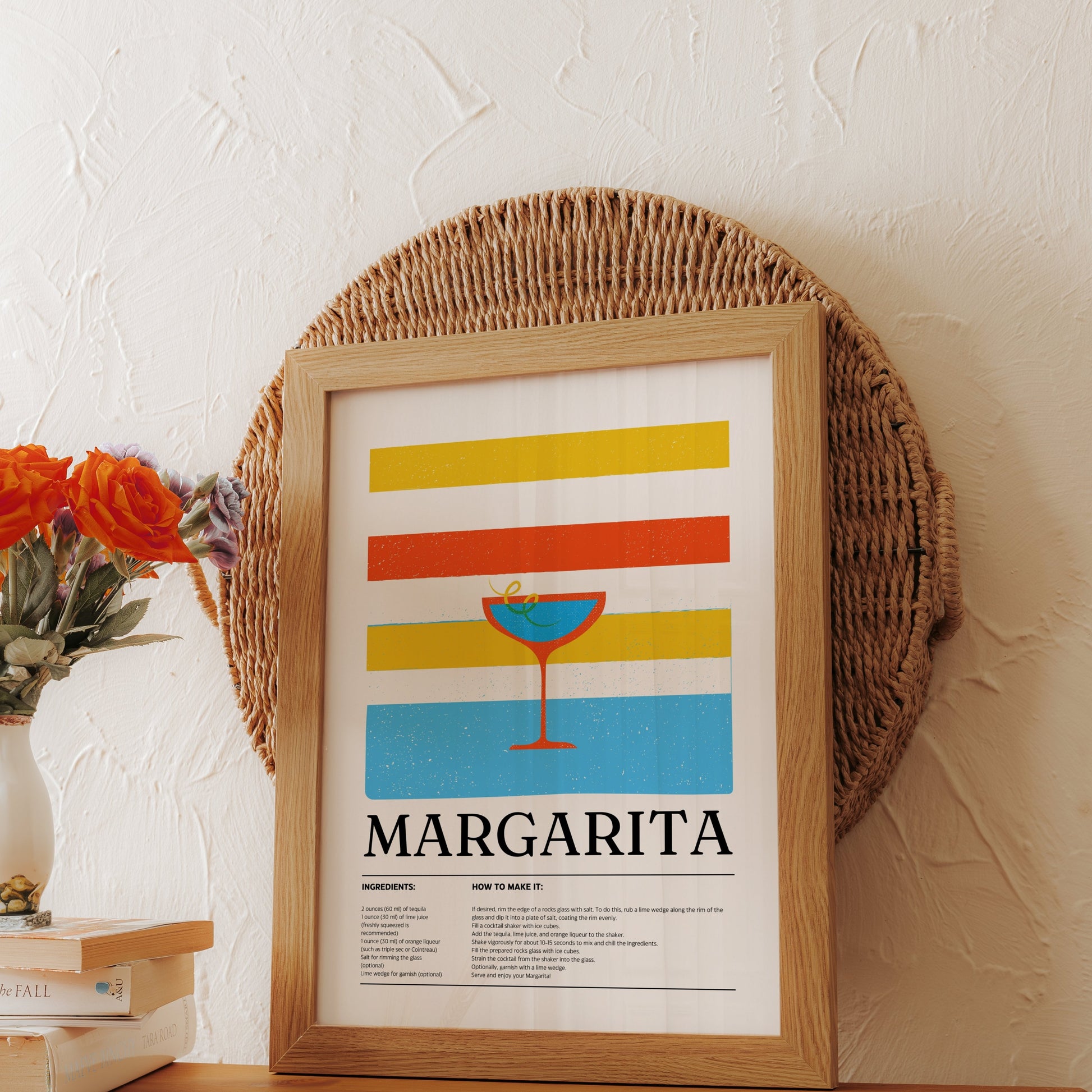 Premium Poster of Colorful Margarita Cocktail Recipe Art Posters