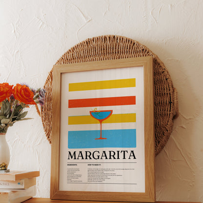 Premium Poster of Colorful Margarita Cocktail Recipe Art Posters