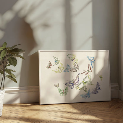 Premium Poster of Colorful Minimalist Abstract Butterfly Art Posters