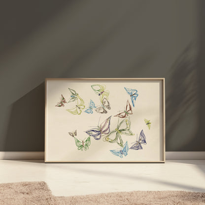Premium Poster of Colorful Minimalist Abstract Butterfly Art Posters