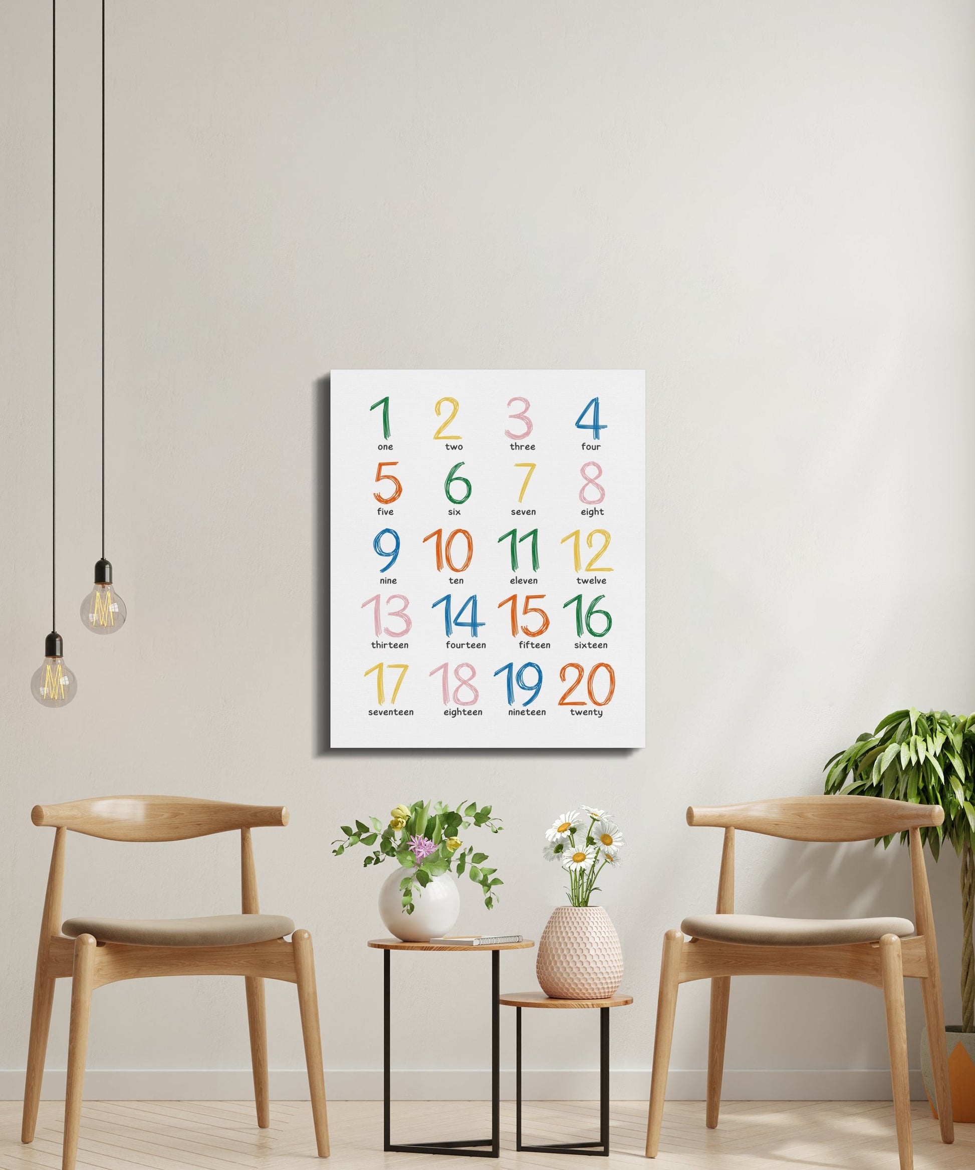 Premium Poster of Colorful Number Chart Nursery Wall Art Canvas Wraps