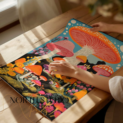 Premium Poster of Colorful Psychedelic Mushroom Artwork Surreal Posters
