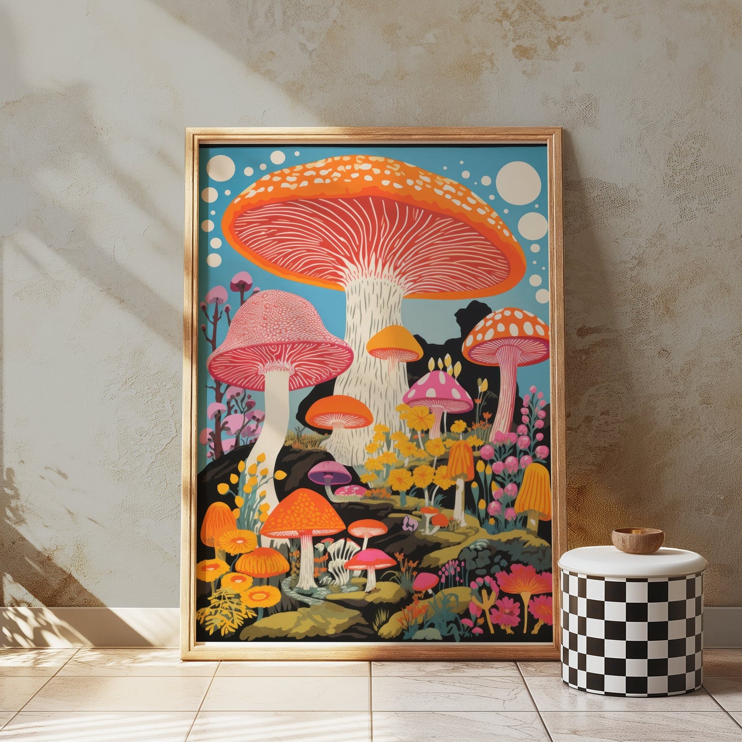 Premium Poster of Colorful Psychedelic Mushroom Artwork Surreal Posters