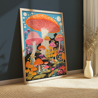 Premium Poster of Colorful Psychedelic Mushroom Artwork Surreal Posters